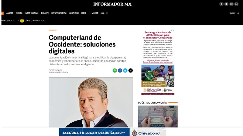 Gustavo Campa López, Director General de Computerland de Occidente, en entrevista para El Informador sobre soluciones digitales educativas