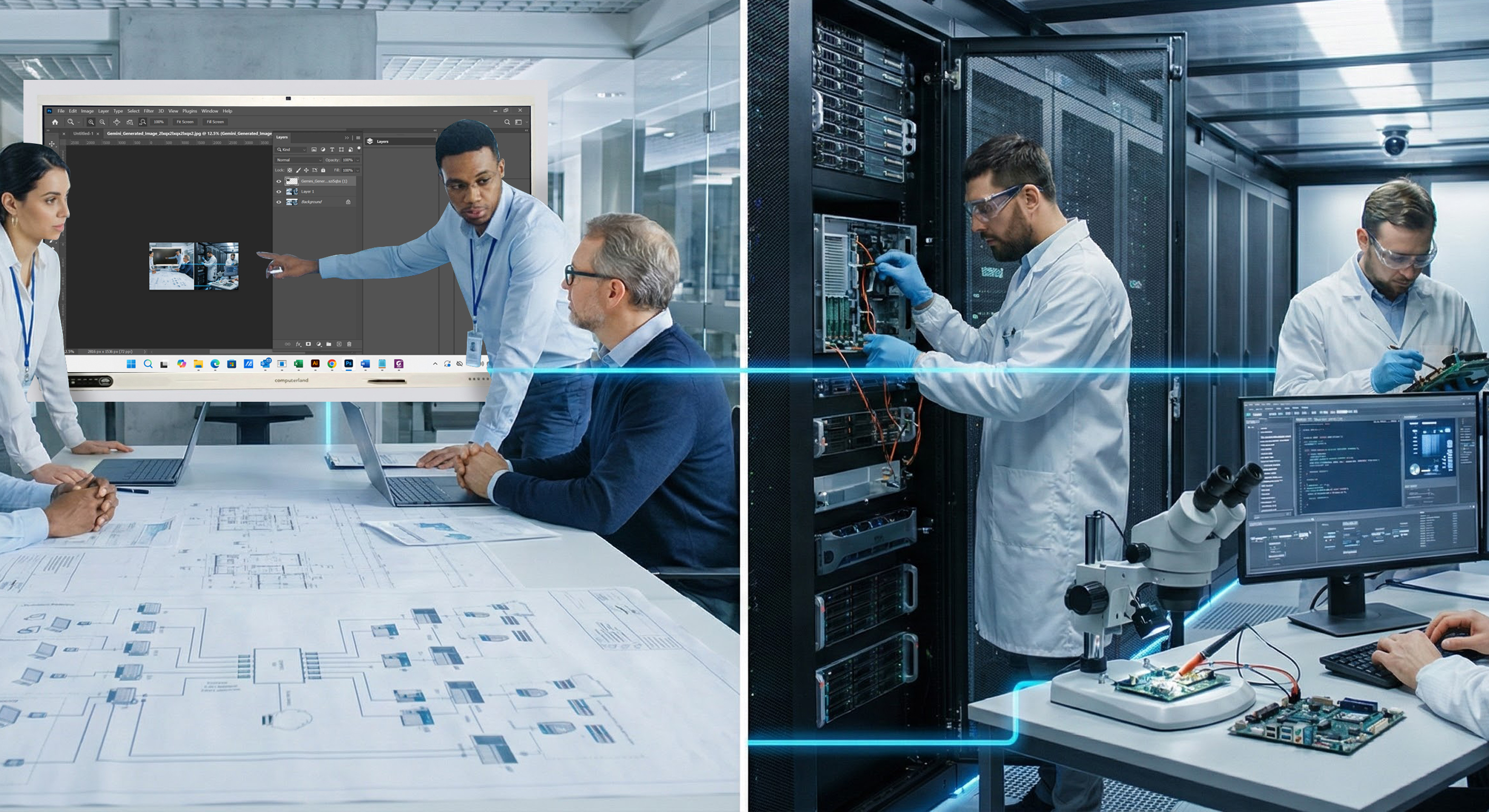 Equipo de ingeniería especializada Computerland en proyectos de infraestructura